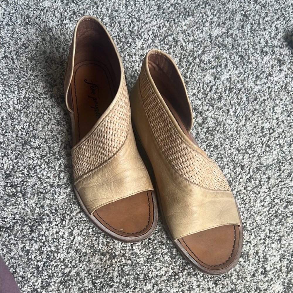 Free People Tan Mules with Perforated Design